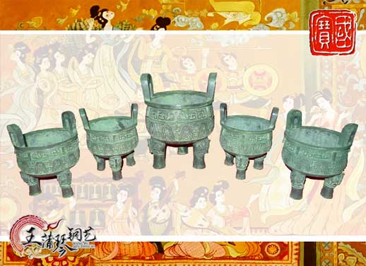 銅鼎，銅五鼎，中國(guó)鼎，佛像用鼎